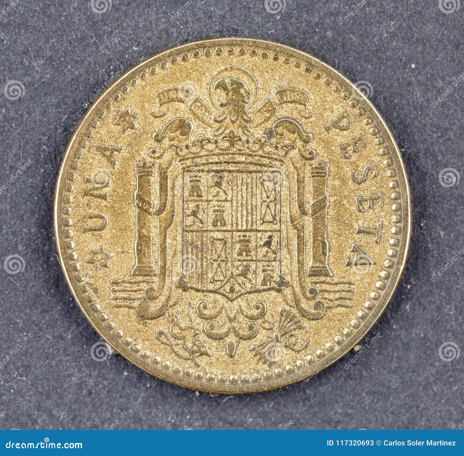 spanish currency francisco franco una peseta on a white background