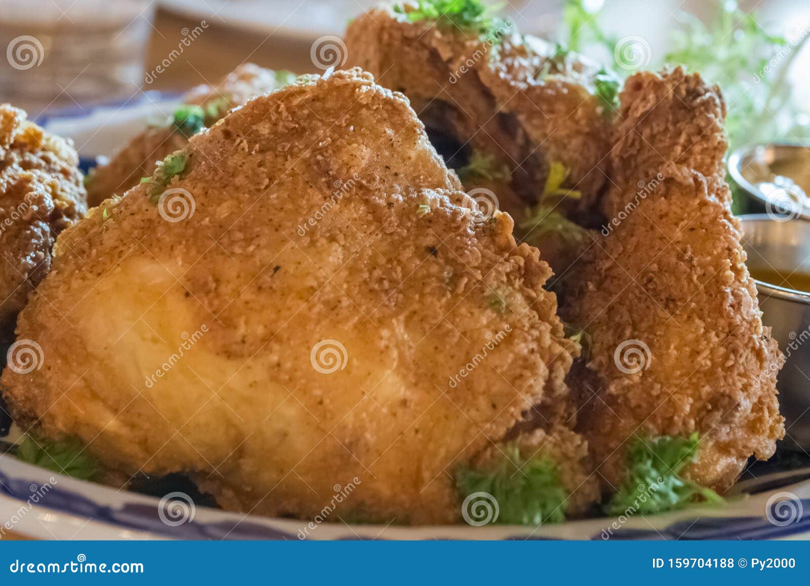Fried Chicken stock photo. Image of vegetable, dark 159704188