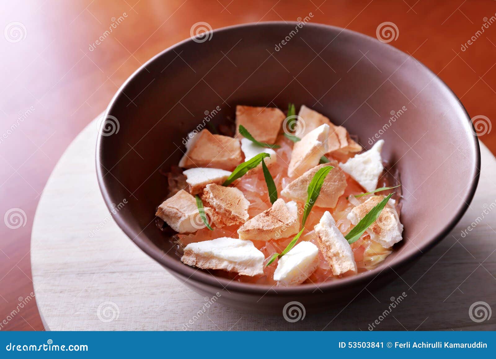 Spanish Desserts Pomelo Meringue Stock Image Image of custard