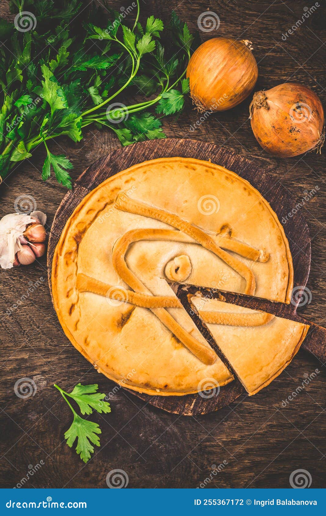 Spanish Empanada Traditional Meat Pie with Onions, Spanish Cuisine