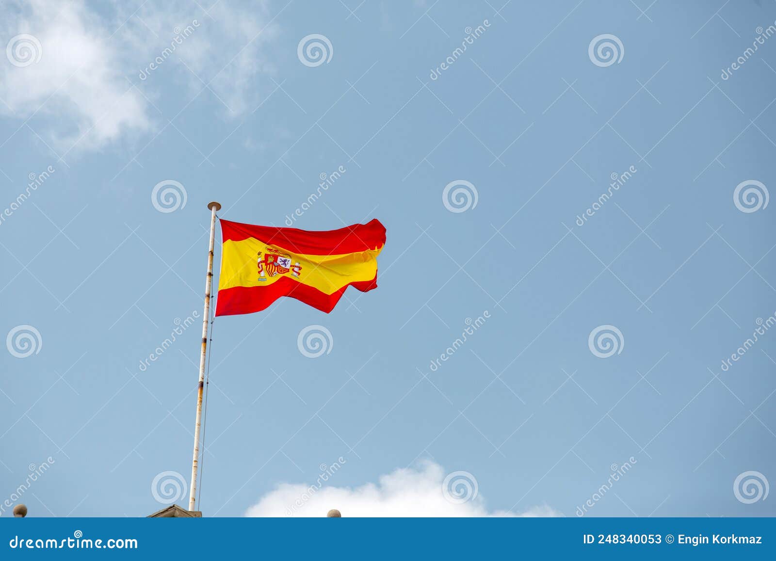 Spanish Flag Waving in the Sky Stock Image Image of flagpole, nation