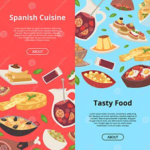 Spanish Food Vector Pattern Traditional European Cuisine Meal Of Spain 