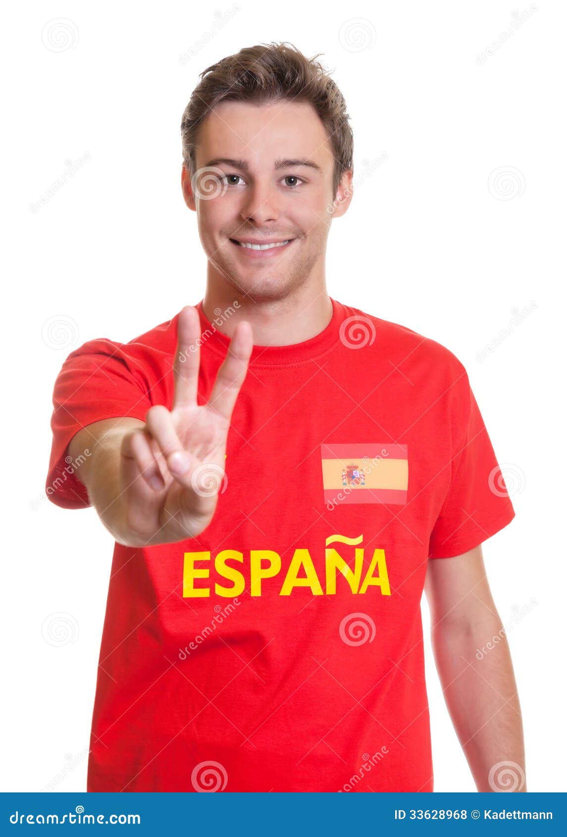 Spanish Football Fan Showing Victory Sign Stock Photo - Image of 2014 ...