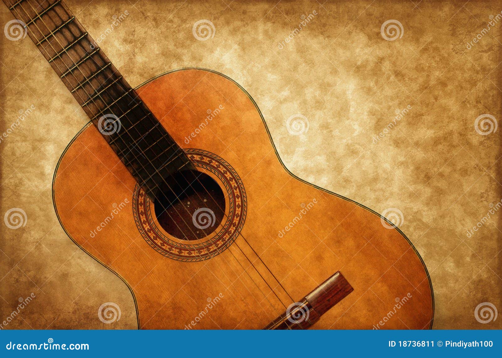 spanish guitar on grunge background