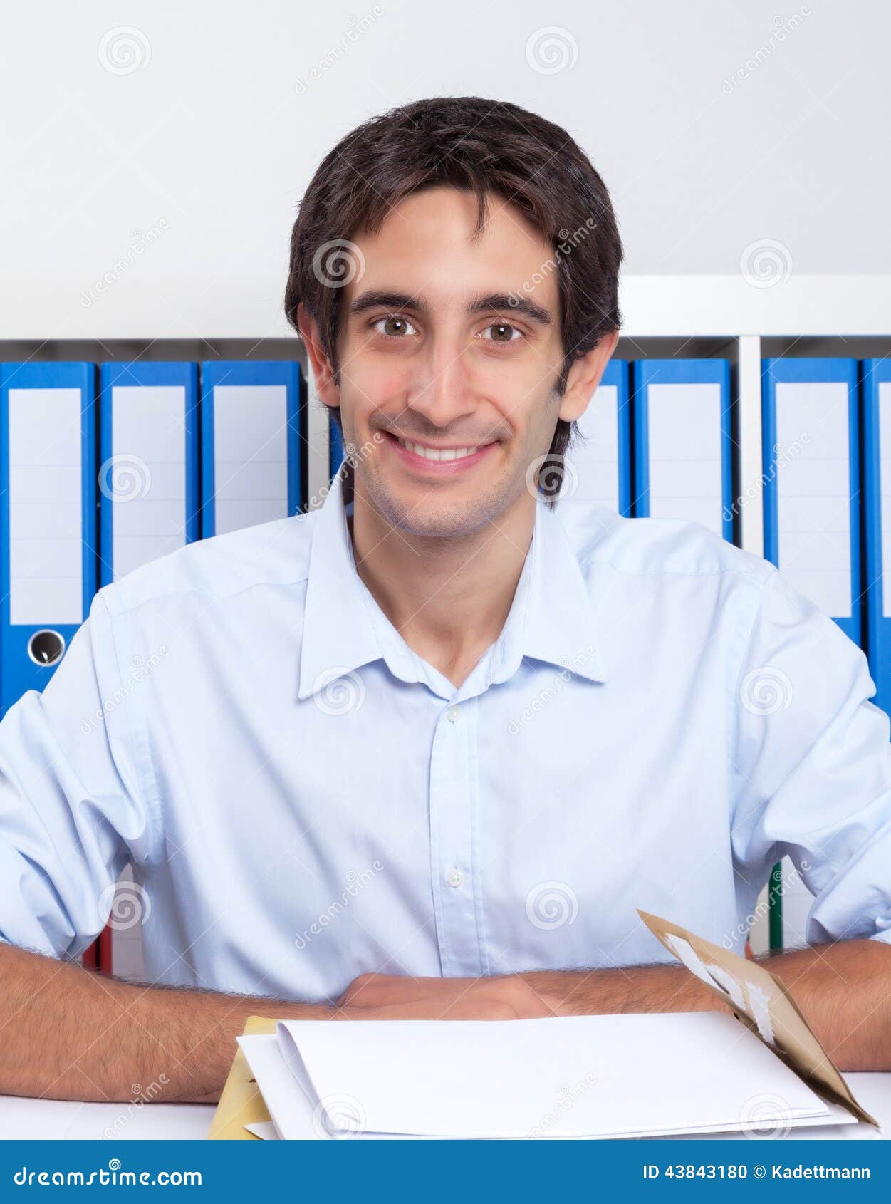 Spanish Guy Working at Desk Stock Photo Image of adult, documents