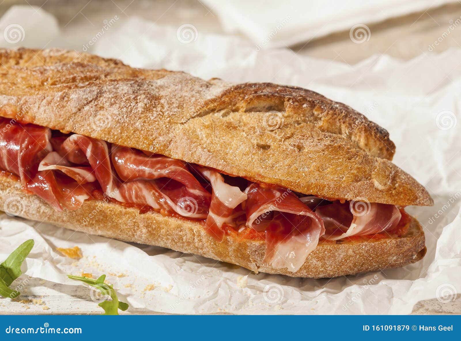 Spanish jamon ham sandwich stock image. Image of jabugo 161091879