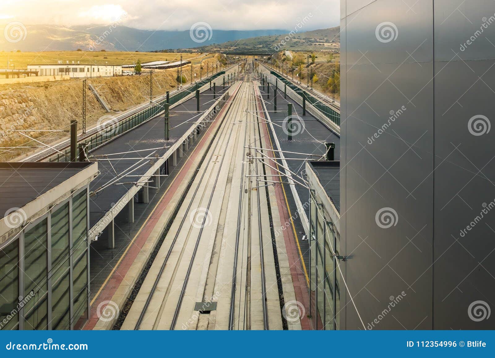 high speed train railway platform station in spain