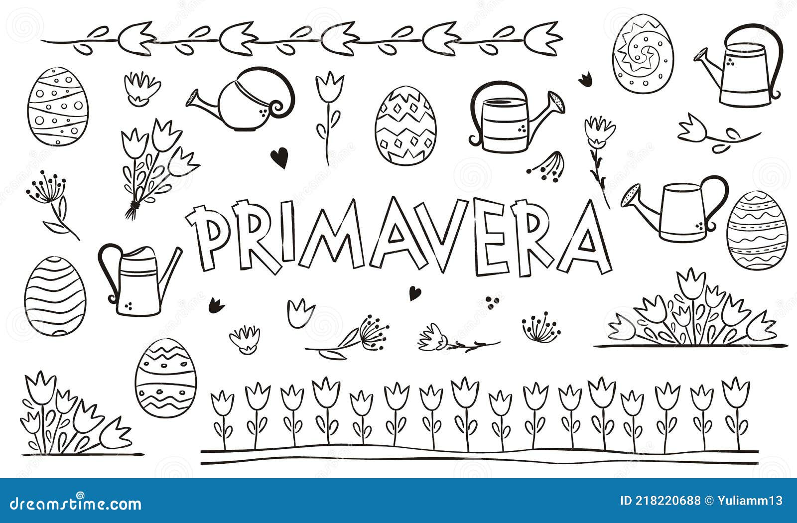 spanish or italian spring coloring. doodle s for seasonal calendar