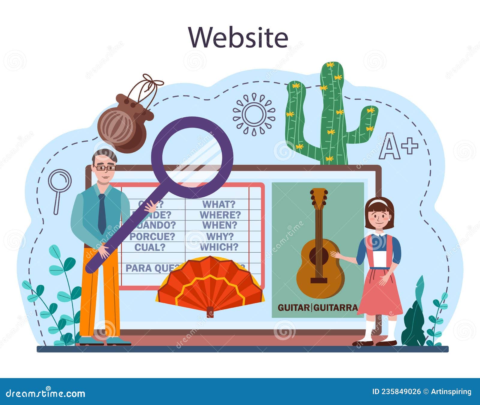 spanish learning online service or platform. language school