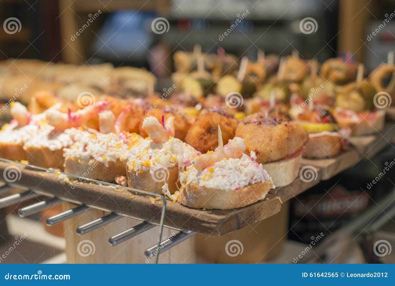 Spanish Mixed Tapas, Basque Cuisine, Pintxos Bilbao, Spain. Stock Image