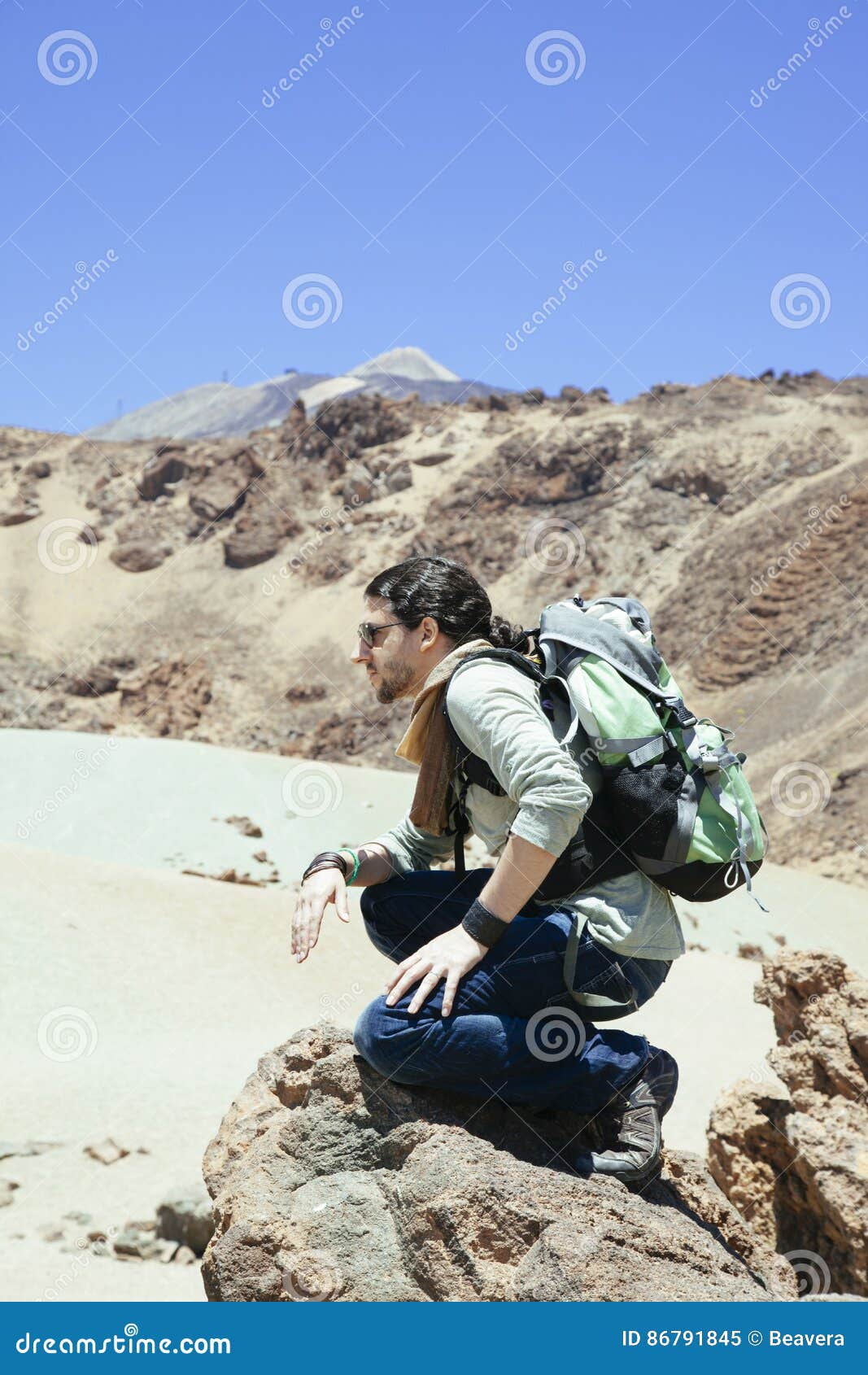 Spanish Mountain Climber Hiking in Tenerife Stock Image Image of