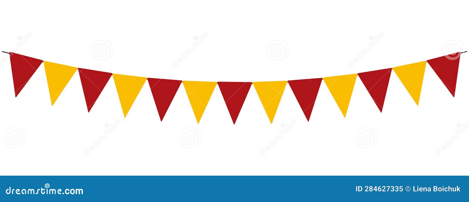 bunting garland, red and yellow, string of triangular flags, pennants,  decorative , spanish national day
