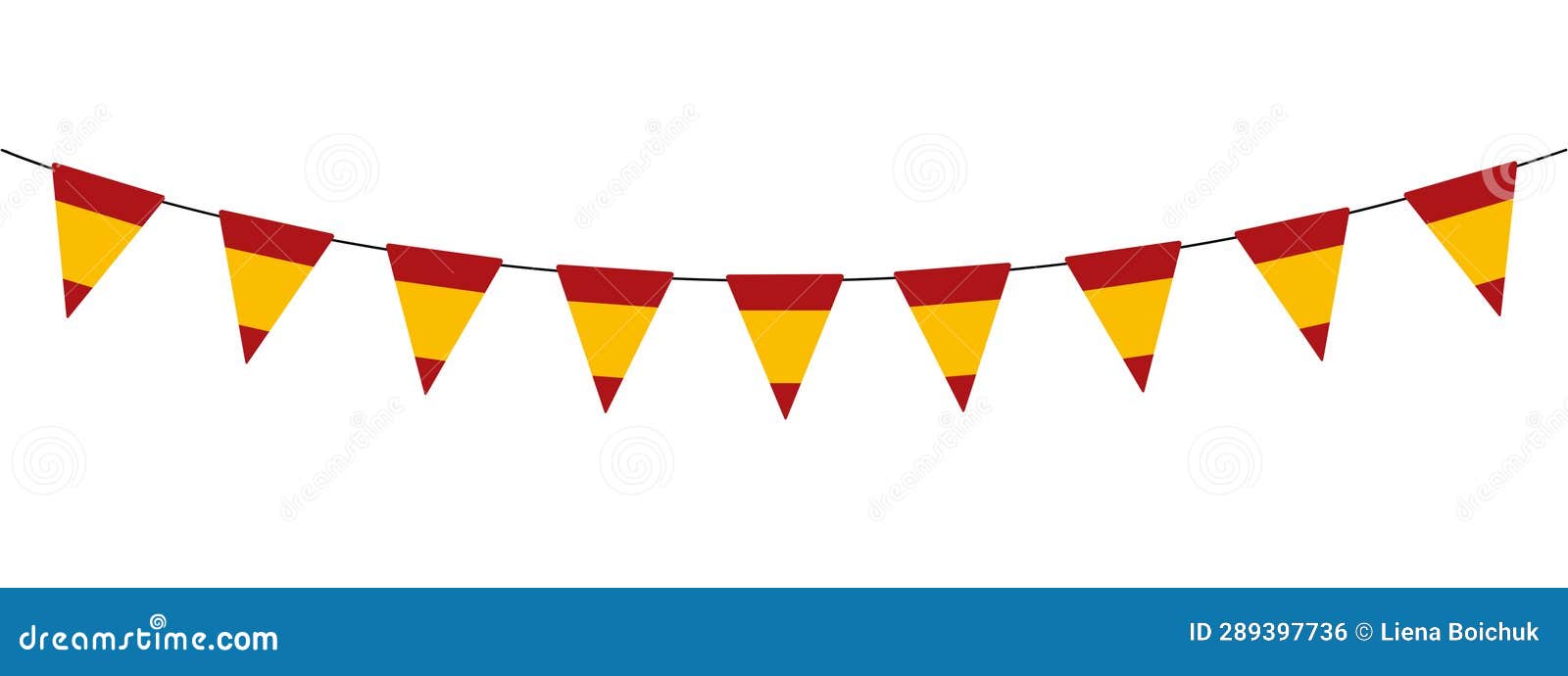spain bunting garland, string of red and yellow pennants,  decorative , spanish national day, fiesta