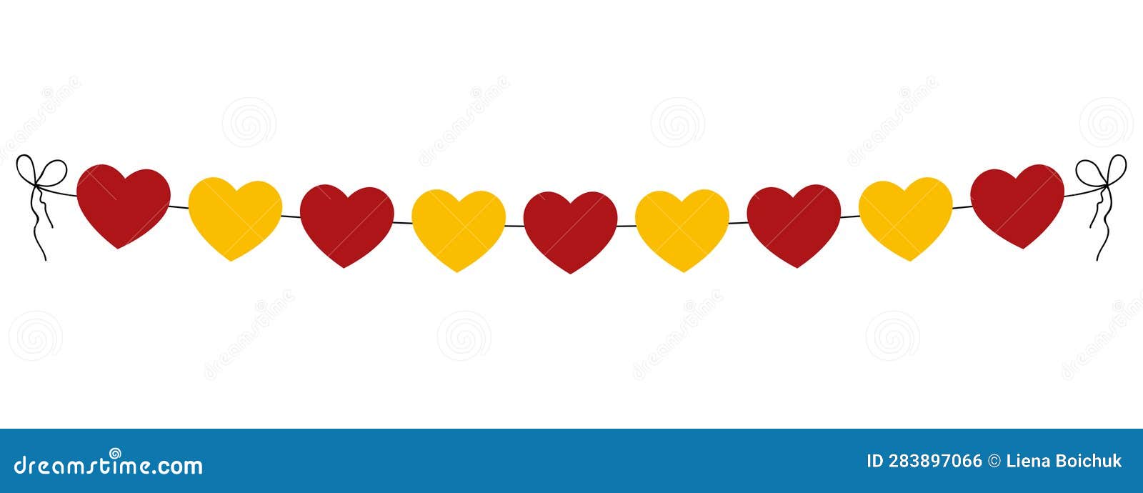 spanish national day, flag of spain hearts garland, string of hearts decorative  , fiesta nacional de