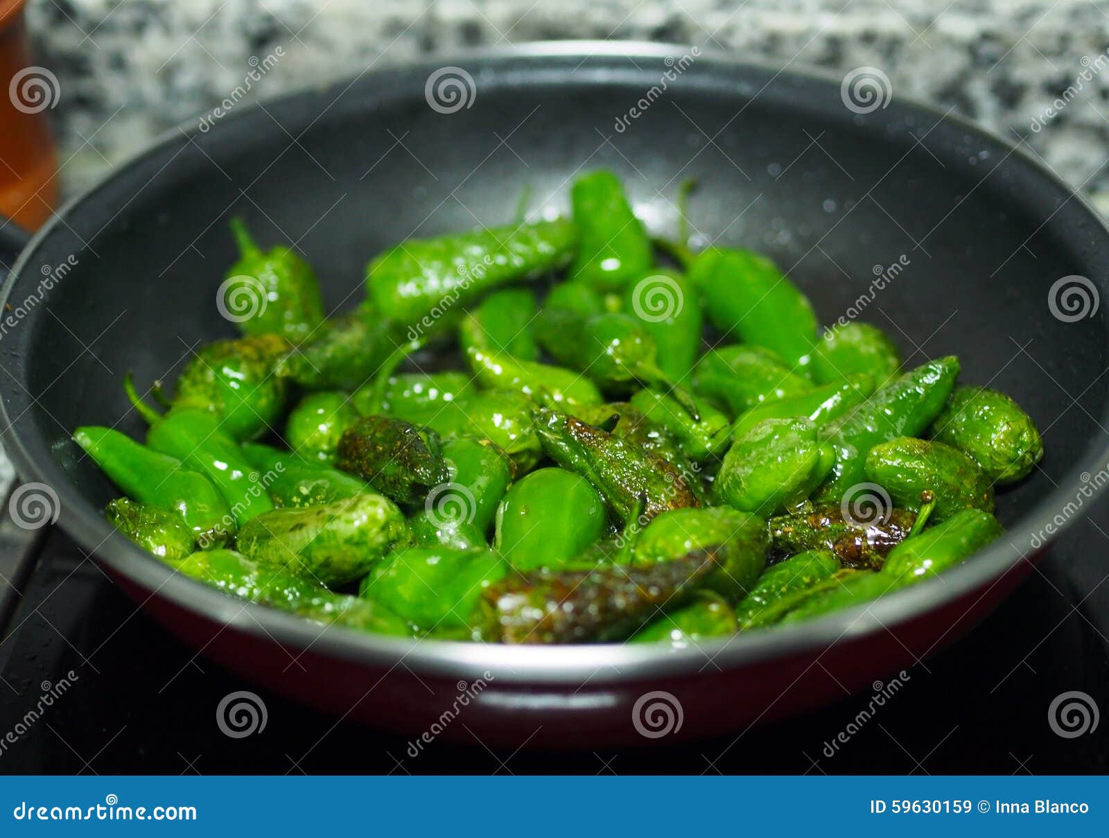spanish national food - fried green padron peppers