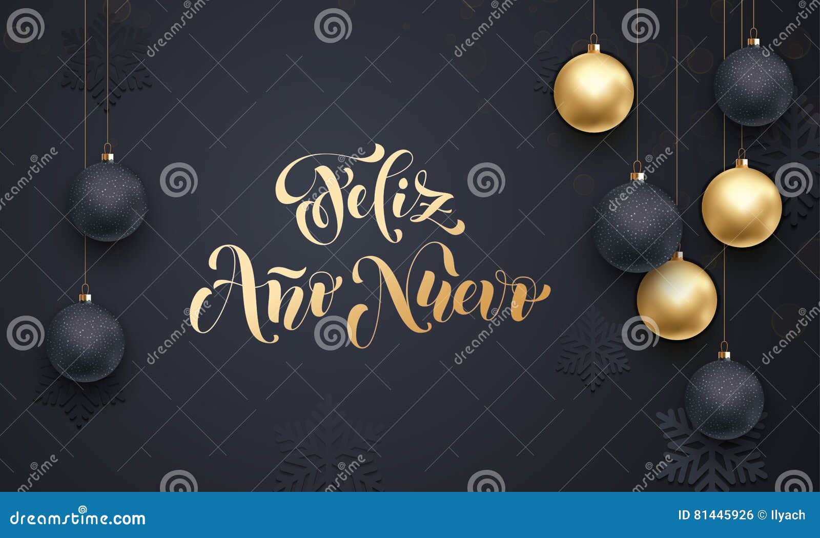 spanish new year feliz ano nuevo decoration golden ornament greeting