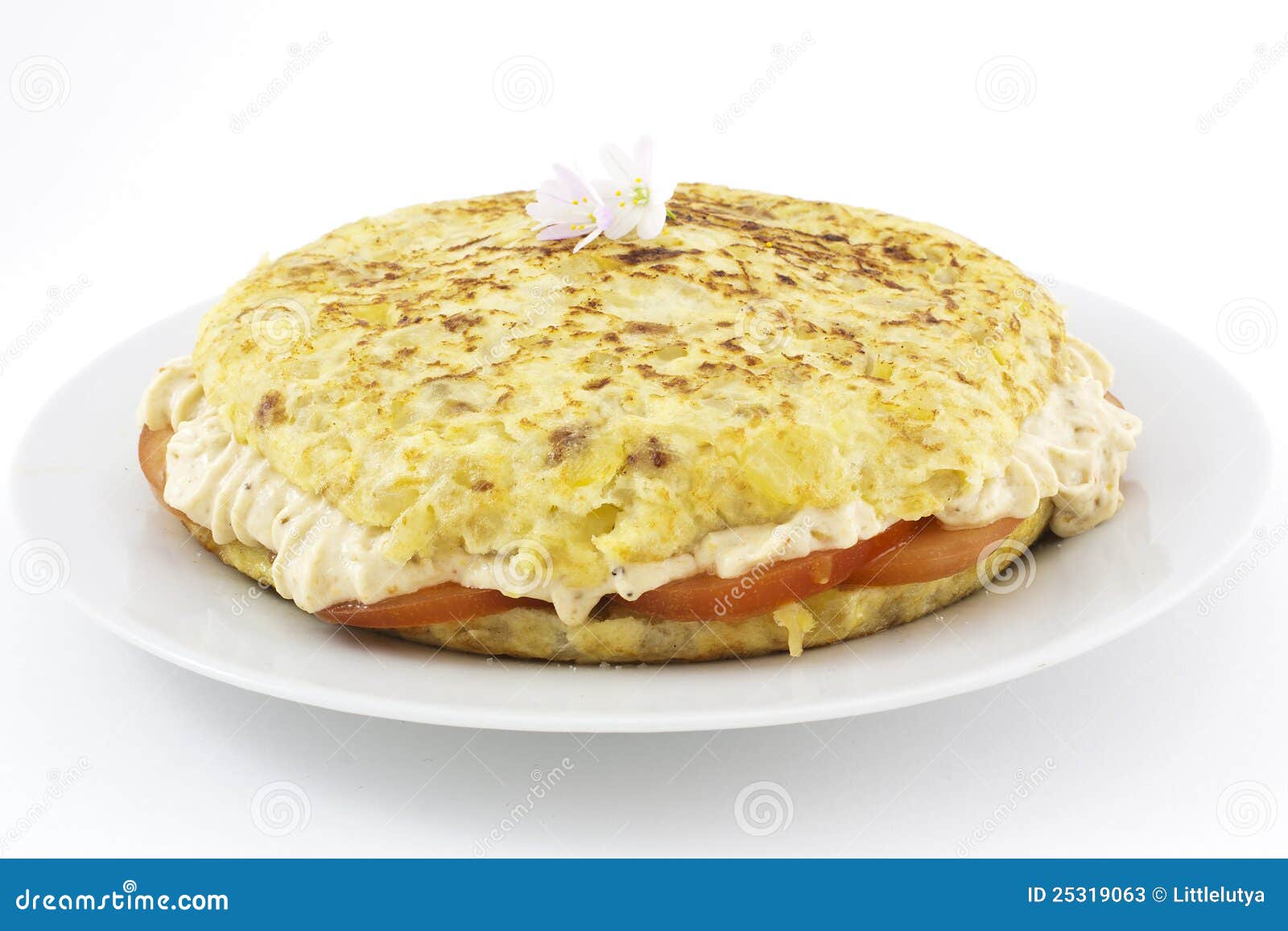 Spanish Omelet Stuffed with Rice Cream Stock Image Image of eggs