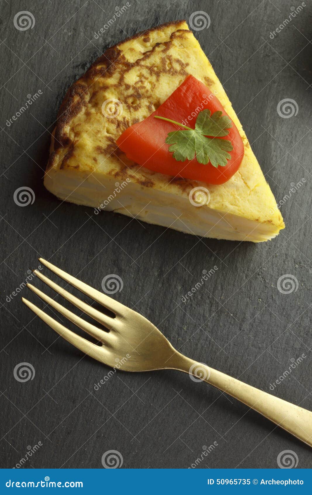 Spanish Omelette and Golden Fork Stock Image Image of homemade, spain
