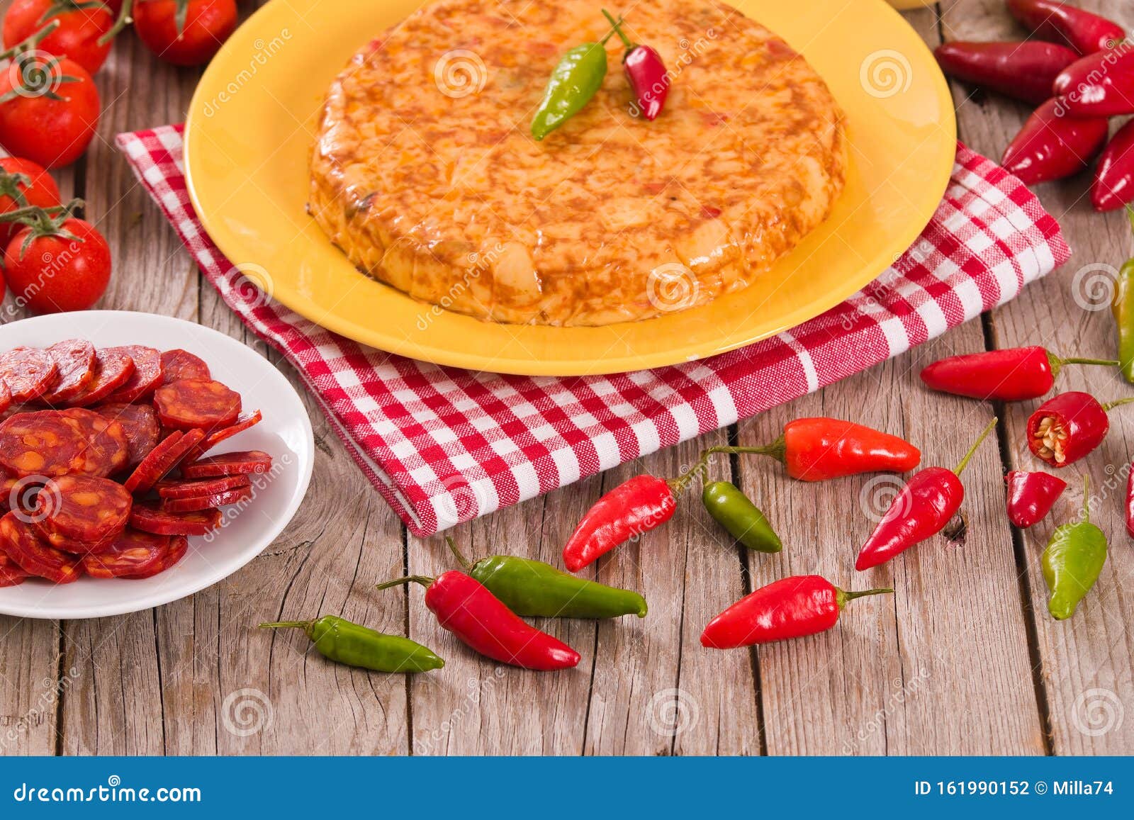 Spanish omelette. stock photo. Image of fried, chili 161990152
