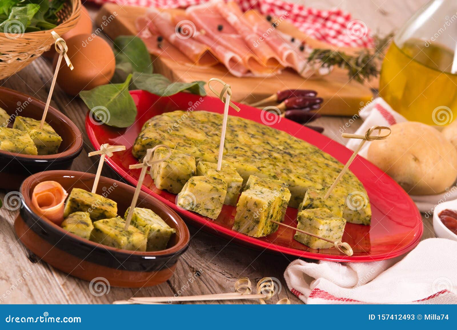 Spanish Omelette with Spinach. Stock Image Image of recipe, dish