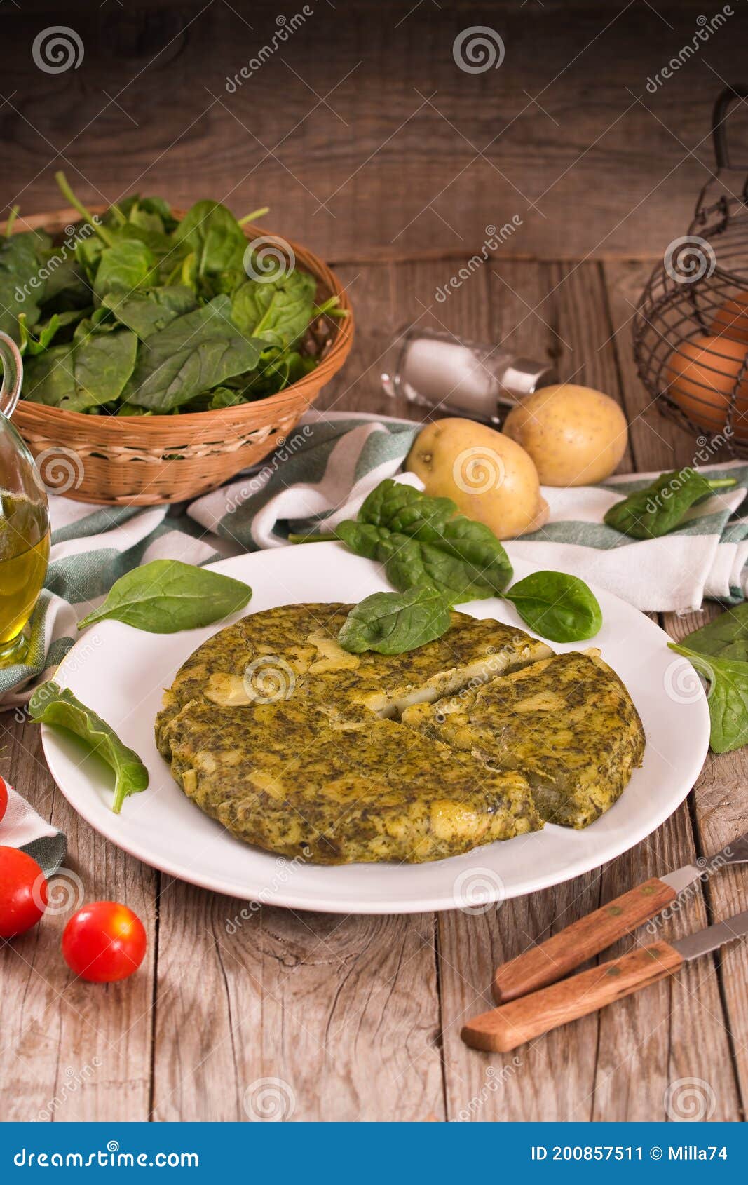 Spanish Omelette with Spinach. Stock Image Image of mediterranean