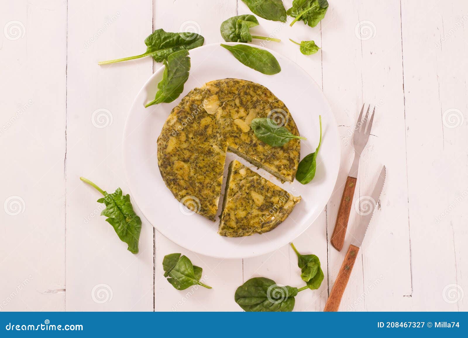 Spanish Omelette with Spinach. Stock Image Image of plate, omelette