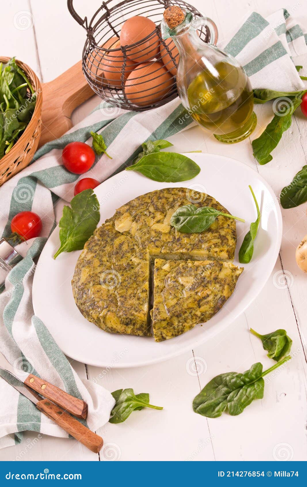 Spanish Omelette with Spinach. Stock Photo Image of papas, appetizer