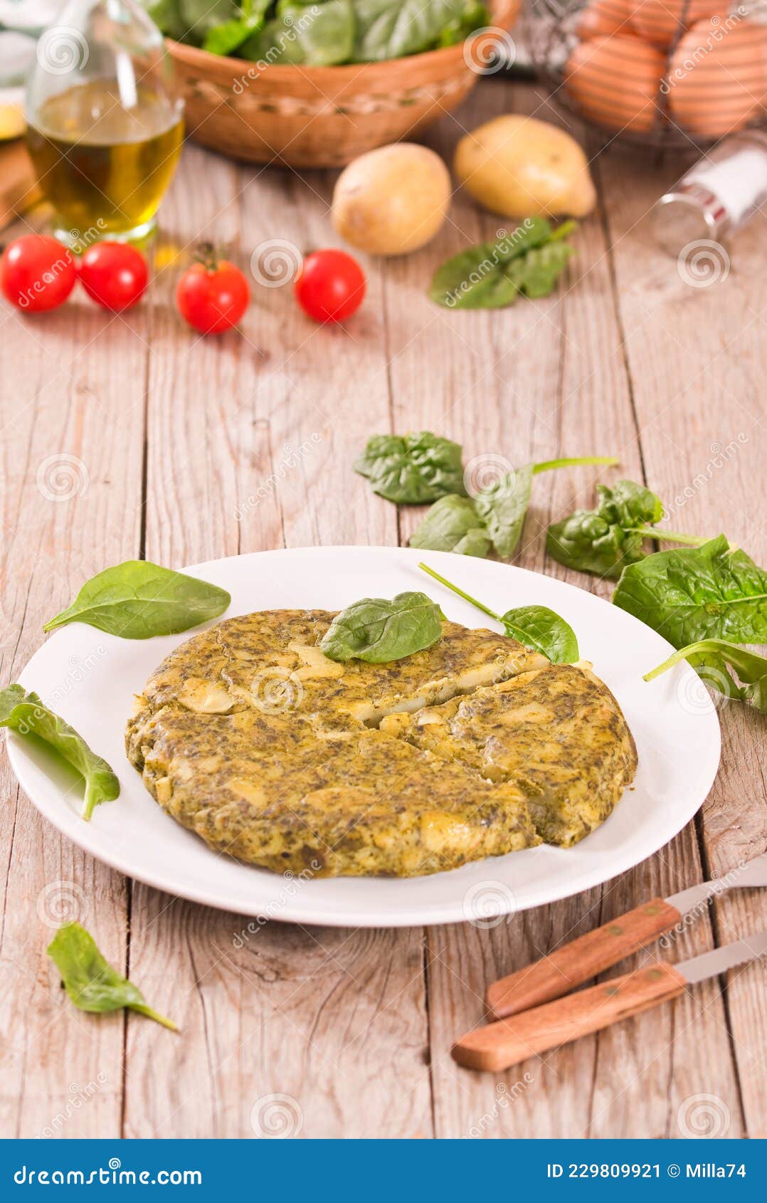 Spanish Omelette with Spinach. Stock Image Image of buffet