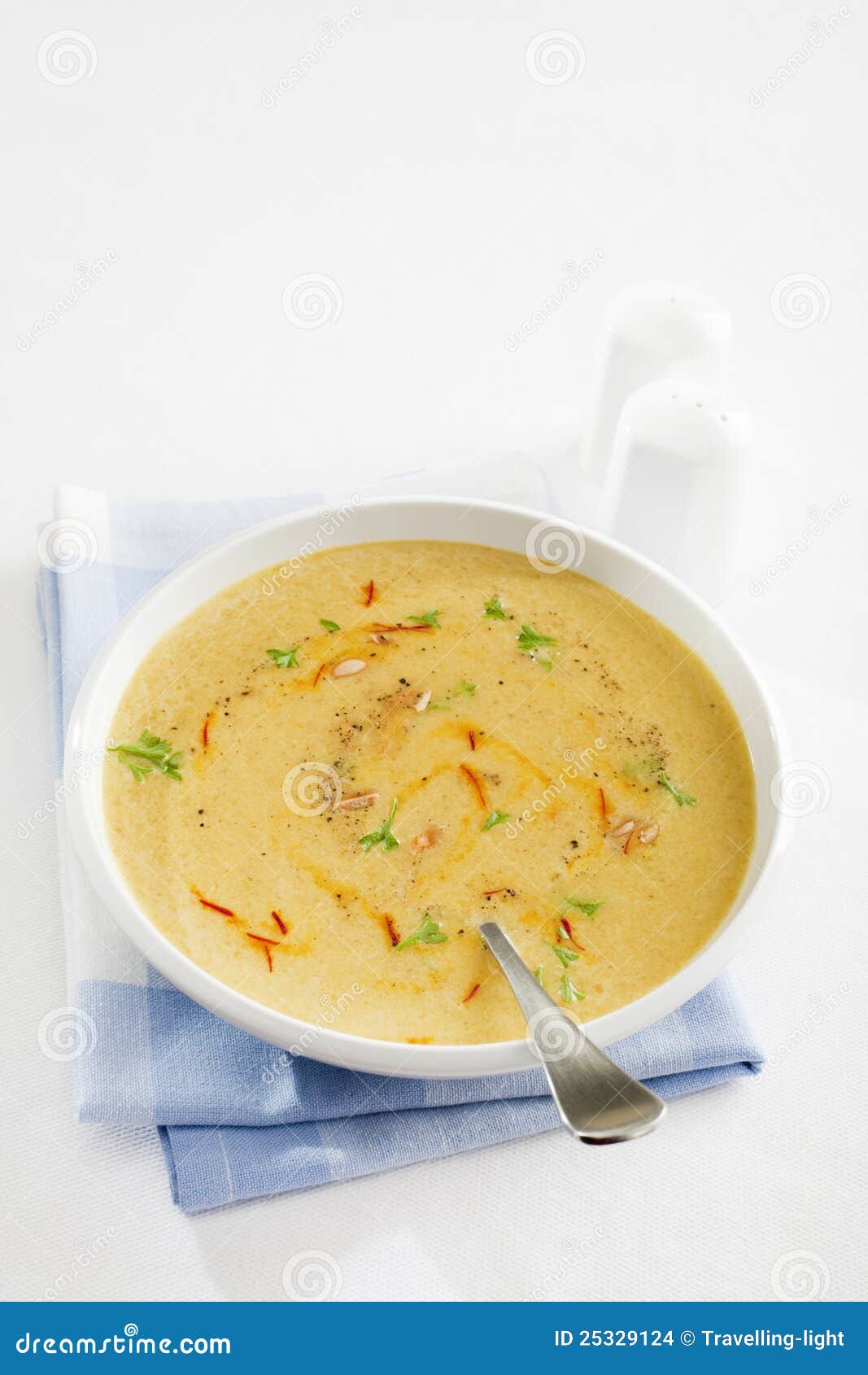 Spanish Onion Soup with Saffron and Almonds Stock Photo Image of