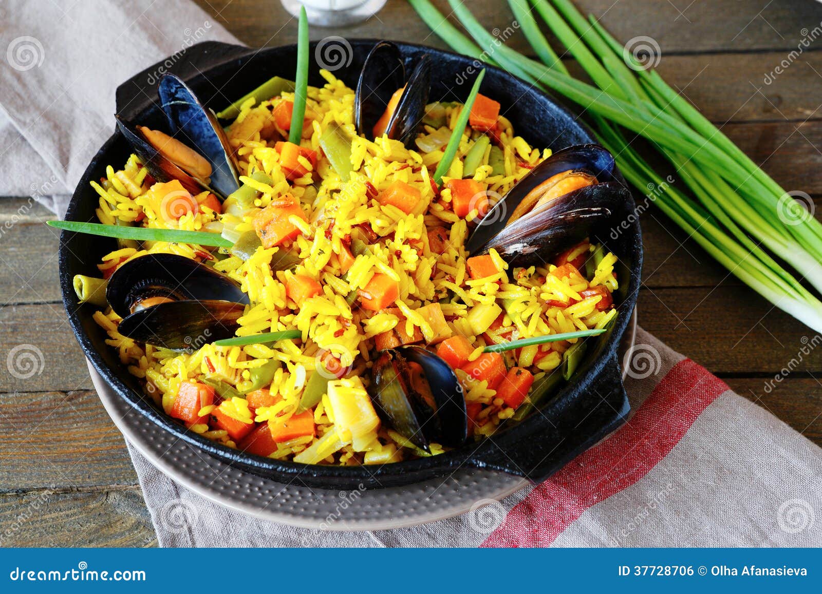 Spanish Paella with Mussels Stock Photo Image of dinner, traditional 37728706