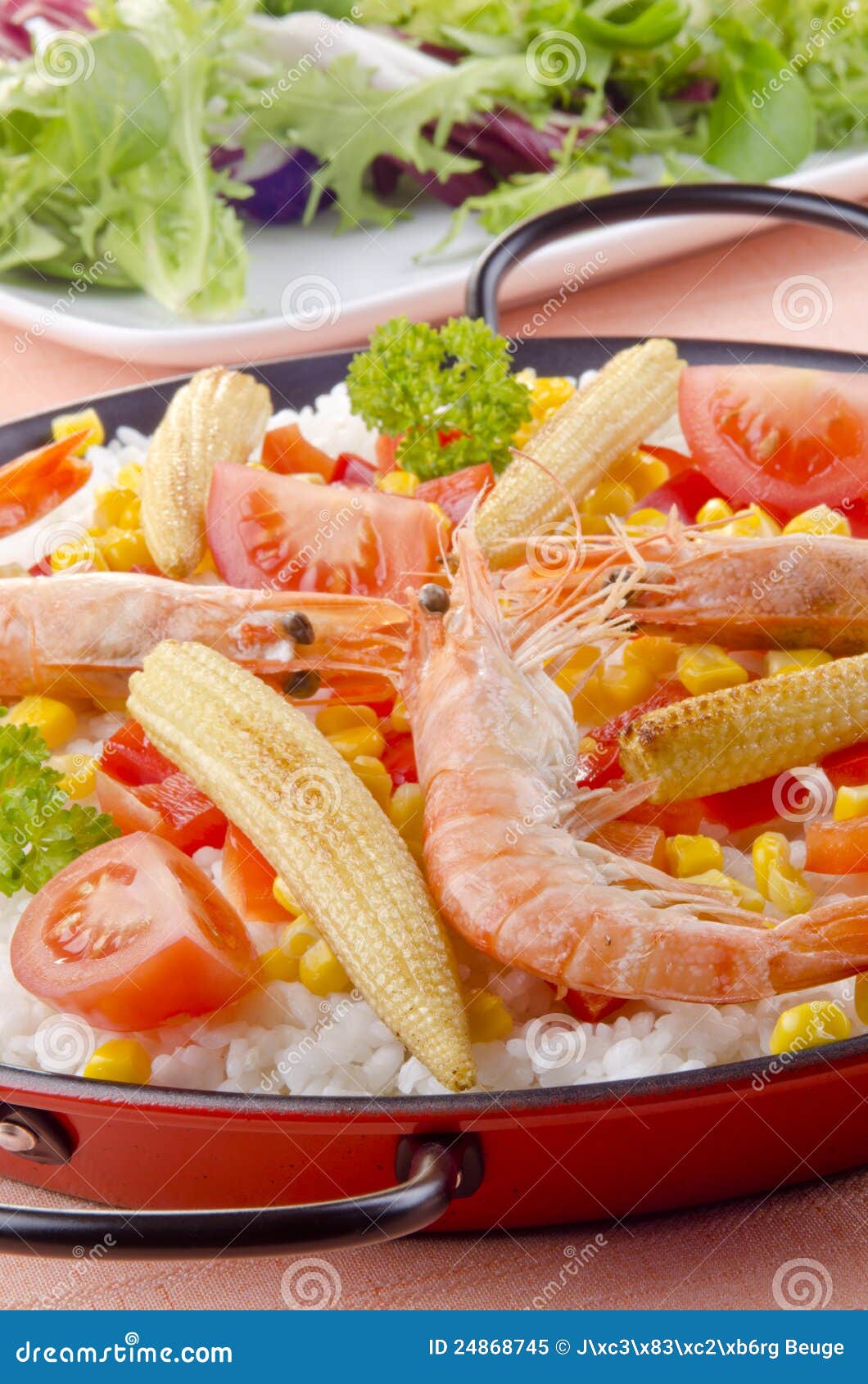 Spanish Paella with Organic Vegetables Stock Image Image of shrimp
