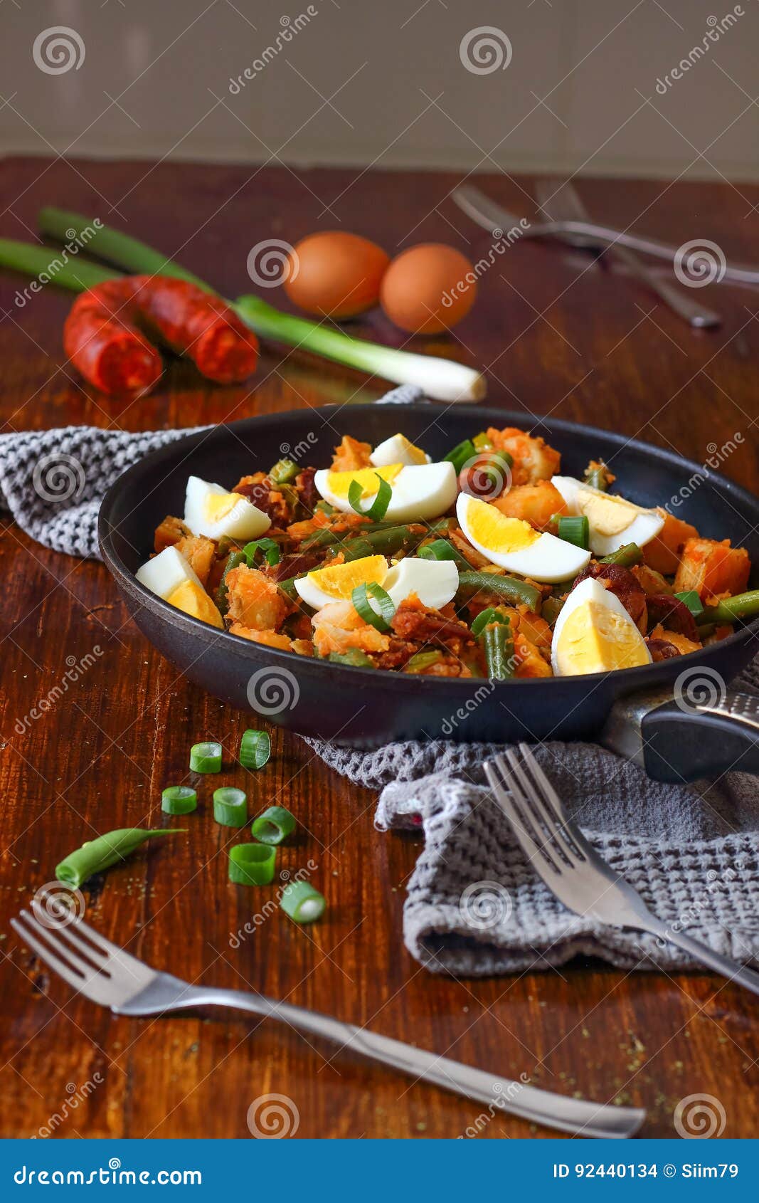 Spanish Potato Salad with Beans and Eggs Stock Photo Image of cuisine