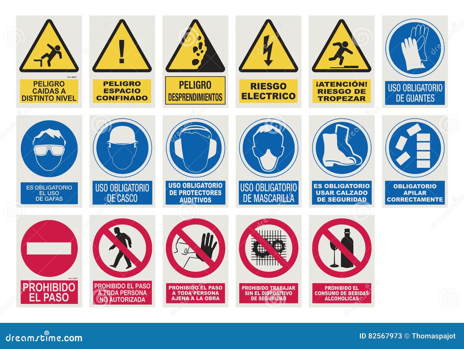 Spanish public works sings stock vector. Illustration of mask 82567973