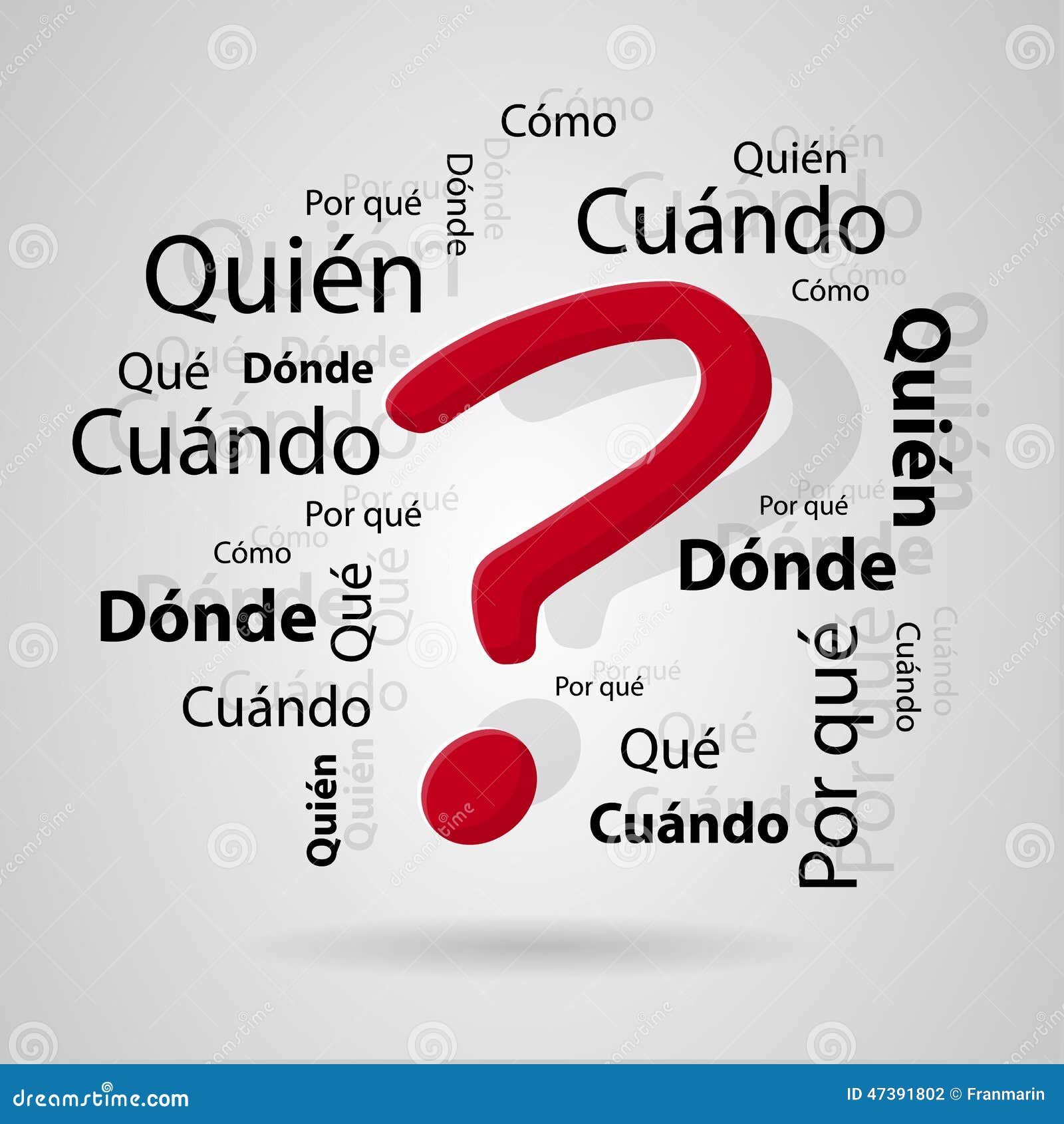 Spanish questions stock vector. Illustration of information 47391802