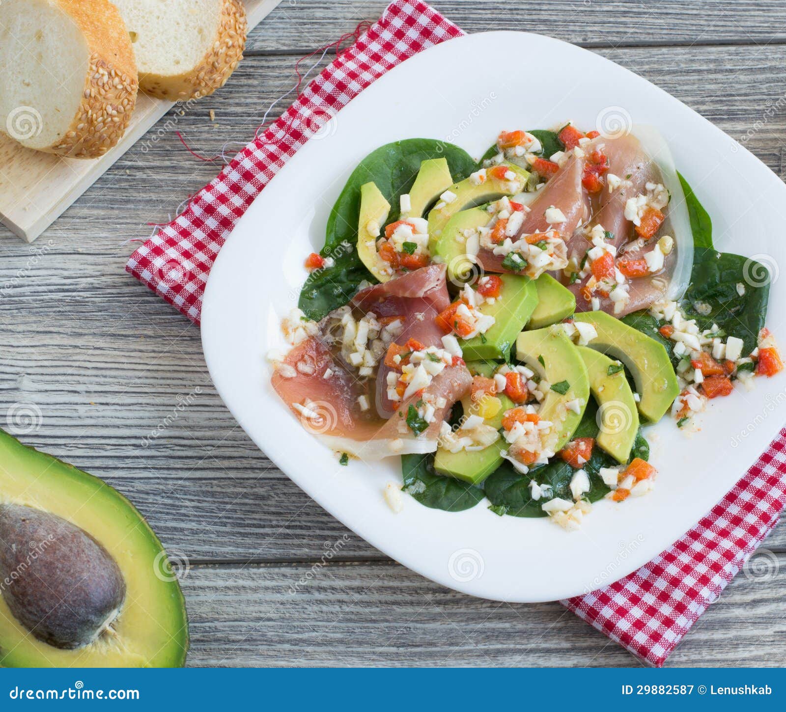 Avocado and jamon salad stock image. Image of gourmet 29882587