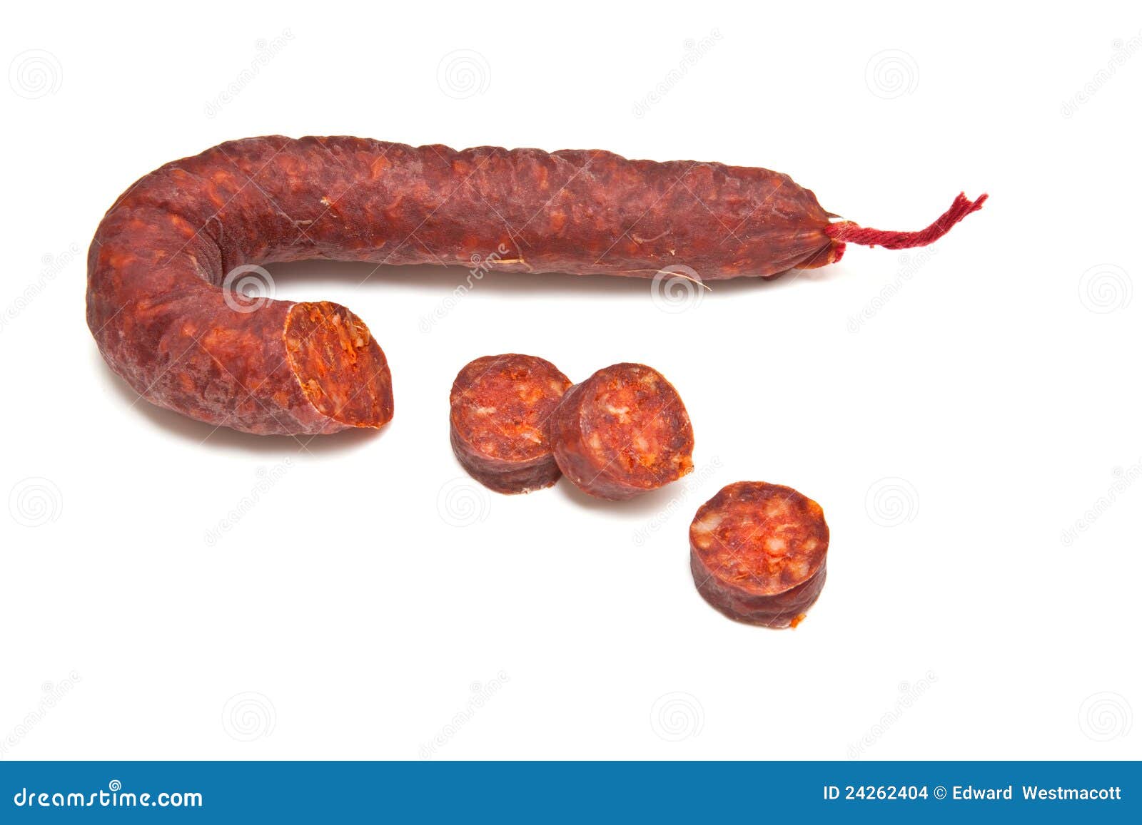 Spanish salami sausage stock photo. Image of isolated 24262404