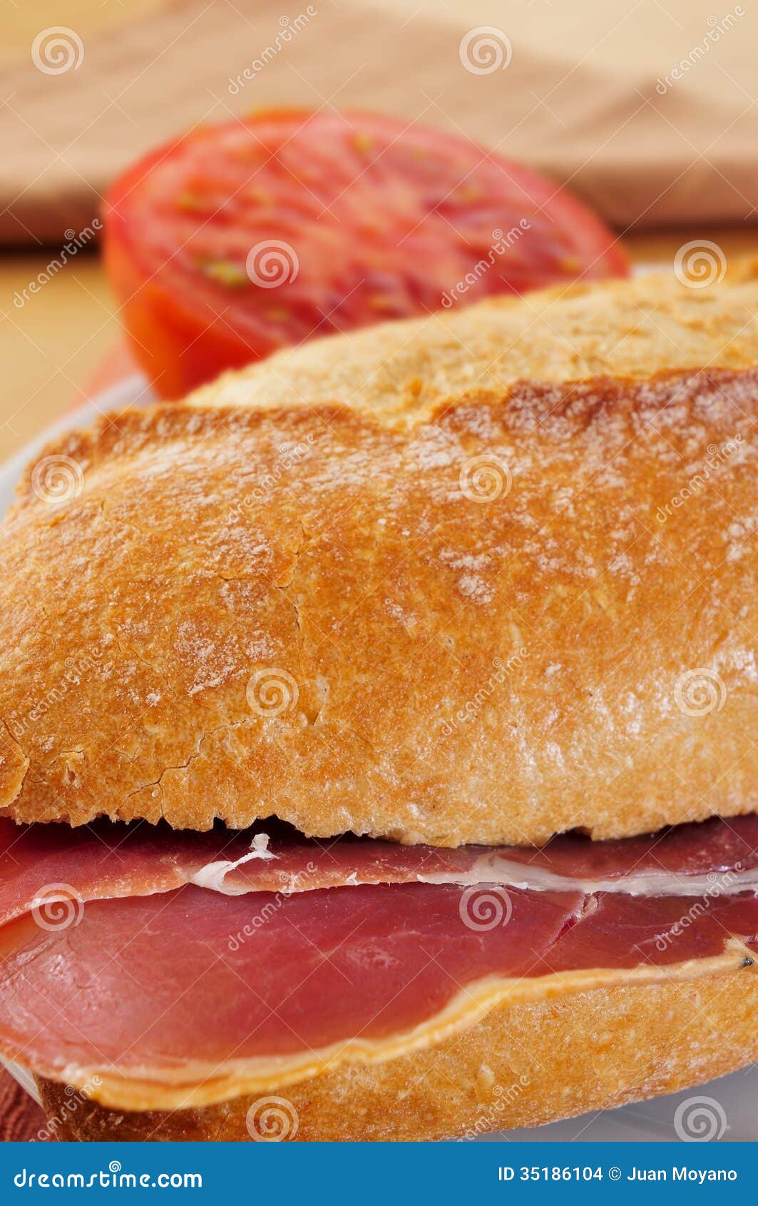 Spanish Serrano Ham Sandwich Stock Photo Image of cold, gastronomy