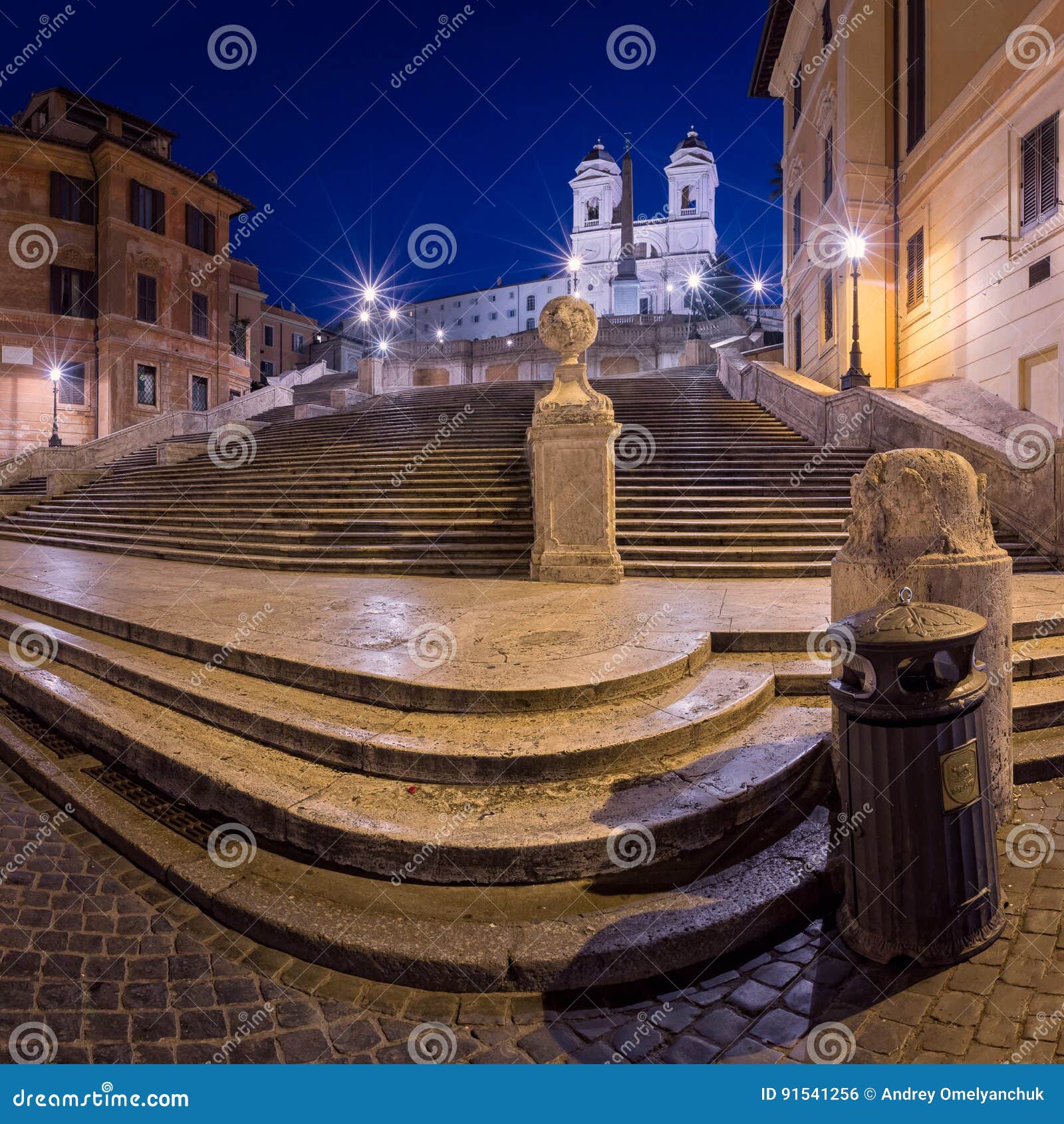 spanish steps and trinita del monti church in the morning, rome, italy