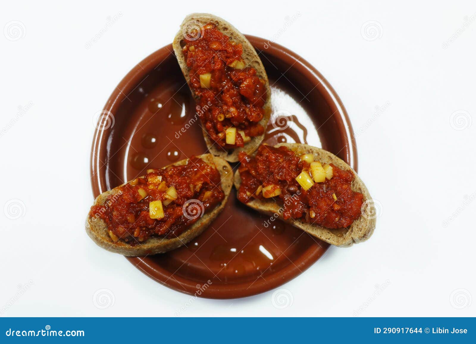 Spanish Tapas Chorizo and Manchego Cheese Spread Toast Stock Photo