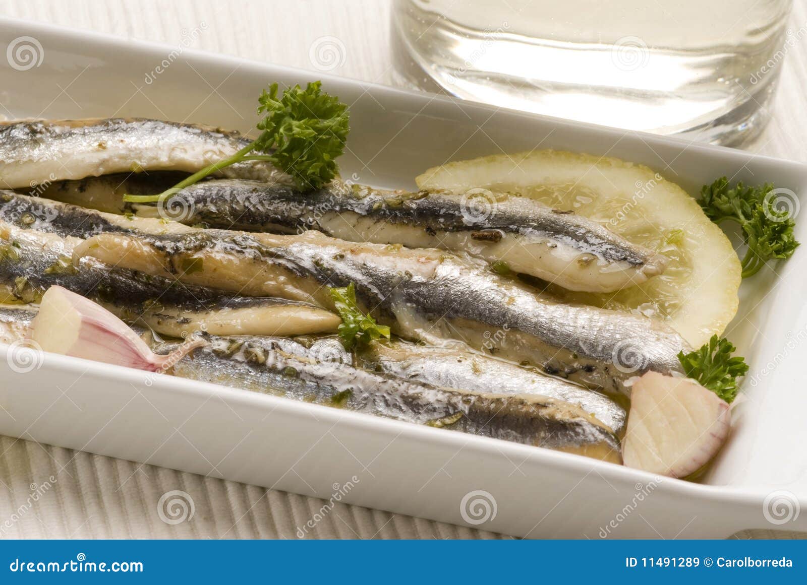 Spanish Tapas. Marinated Fresh Anchovies. Stock Image Image of food