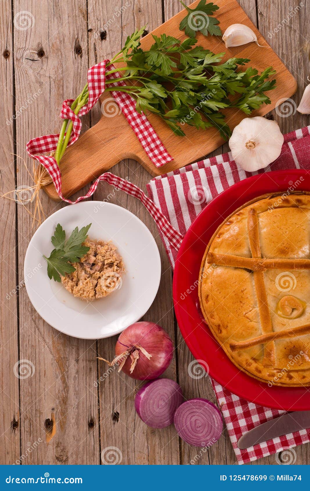 Spanish tuna pie. stock image. Image of delicious, homemade 125478699
