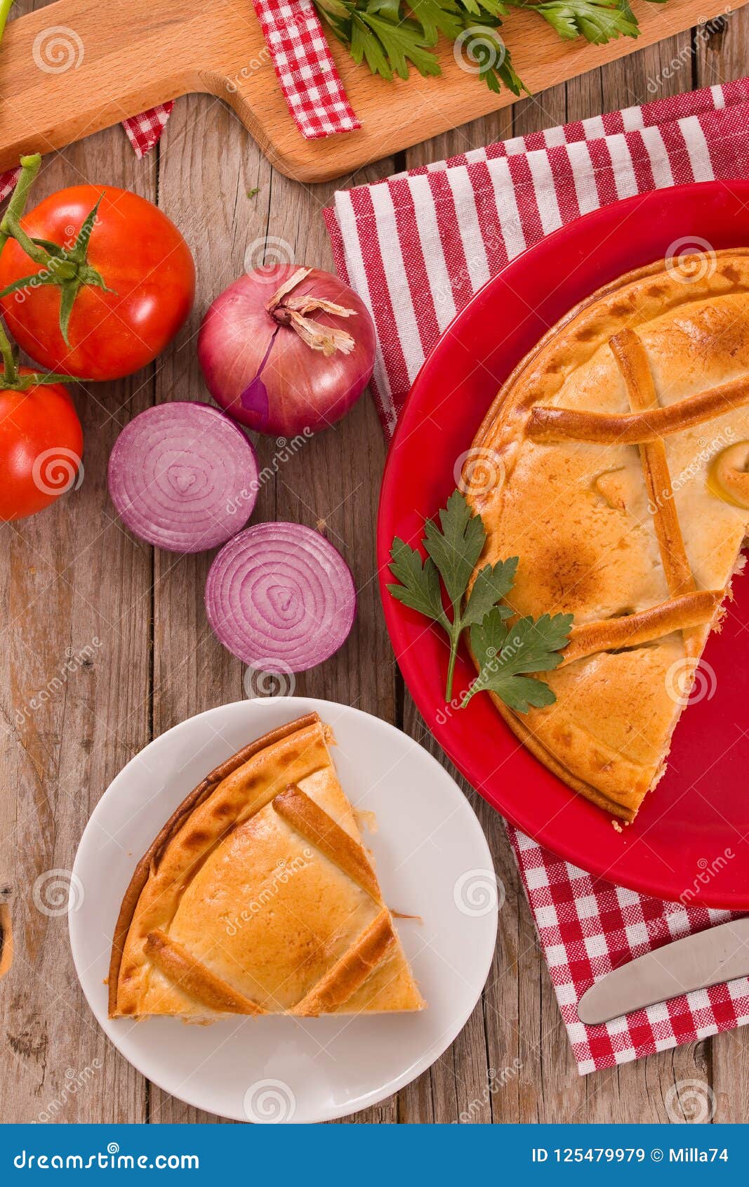 Spanish tuna pie. stock image. Image of nutrition, cake 125479979