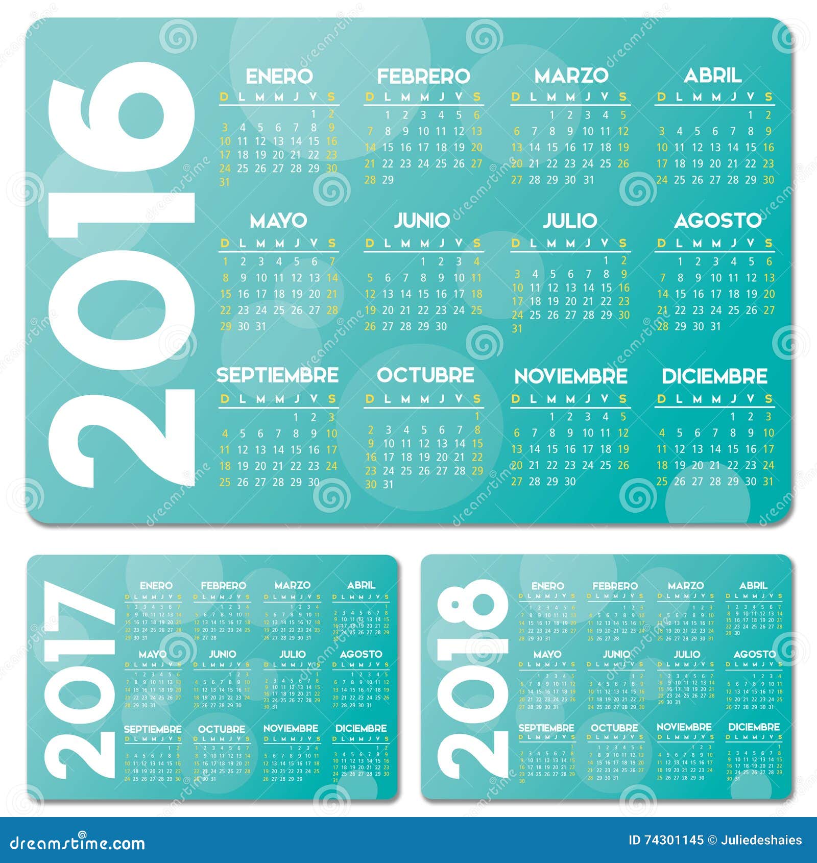 Spanish turquoise calendar stock vector. Illustration of month 74301145