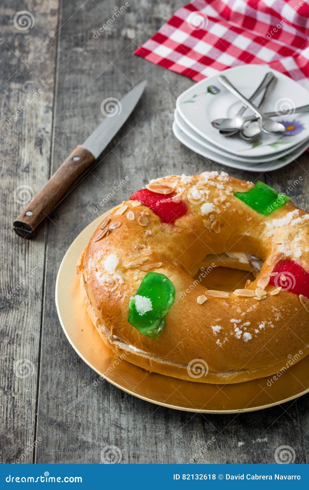 Spanish Typical Dessert Of Epiphany `Roscon De Reyes ...