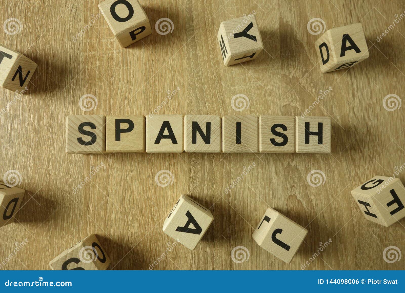 Spanish Word From Wooden Blocks Stock Photo Image Of English