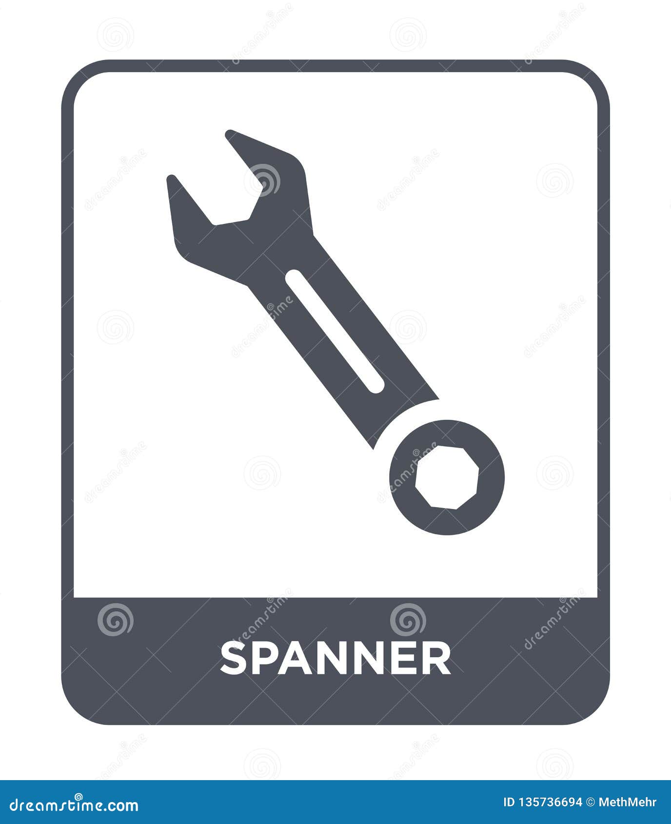Spanner Icon in Trendy Design Style. Spanner Icon Isolated on White