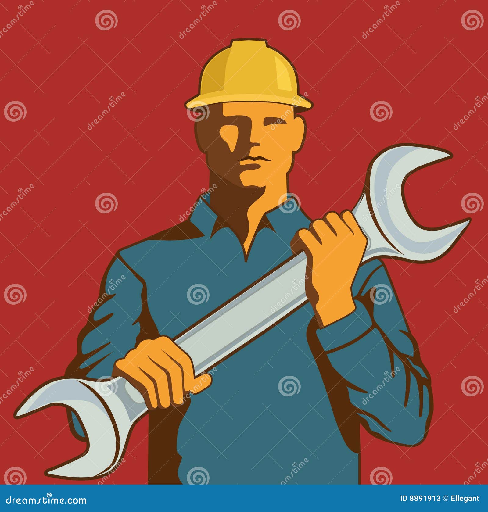 Spanner Wrench man stock vector. Illustration of builder - 8891913