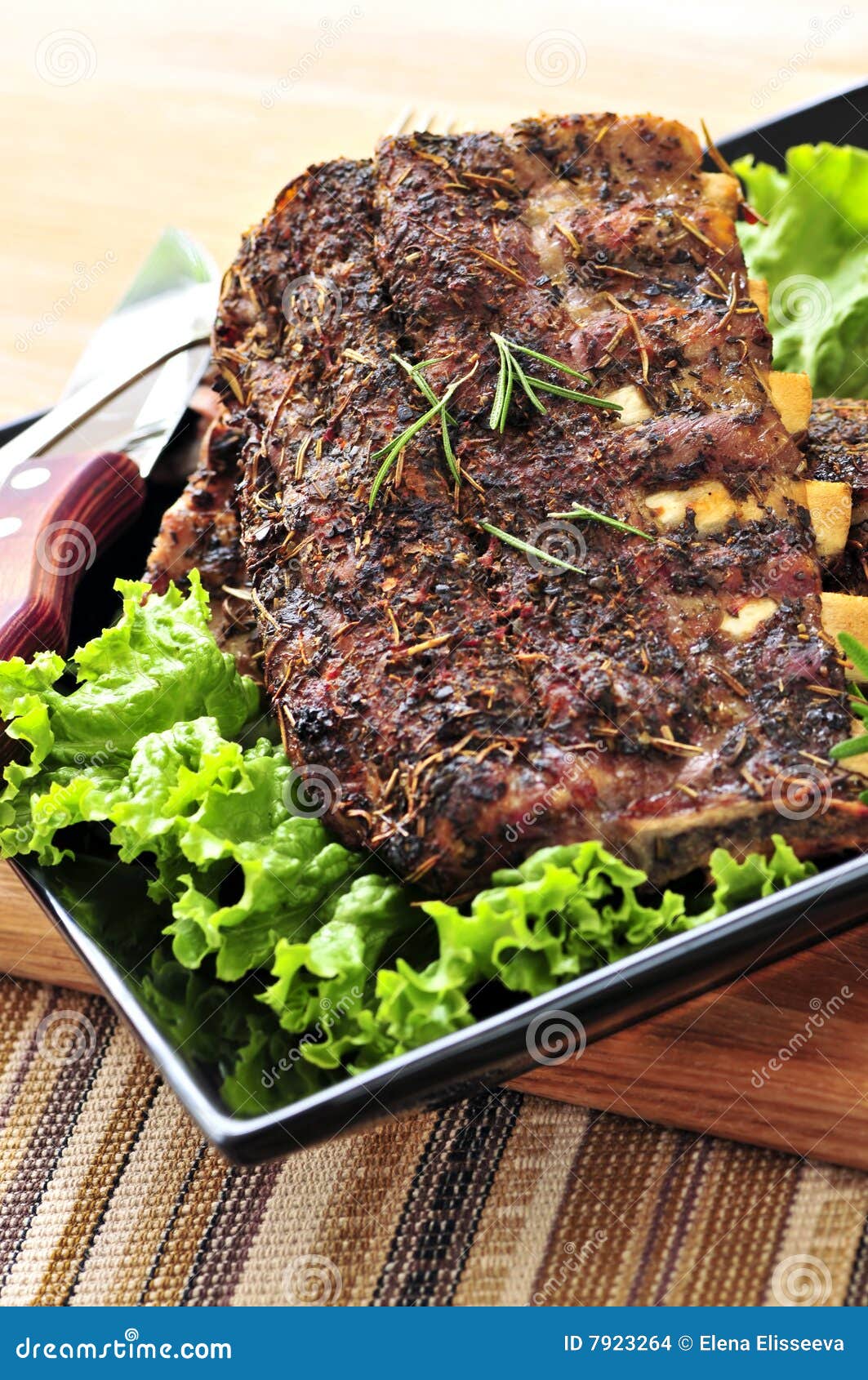 Spare rib dinner stock photo. Image of babyback, cutting 7923264