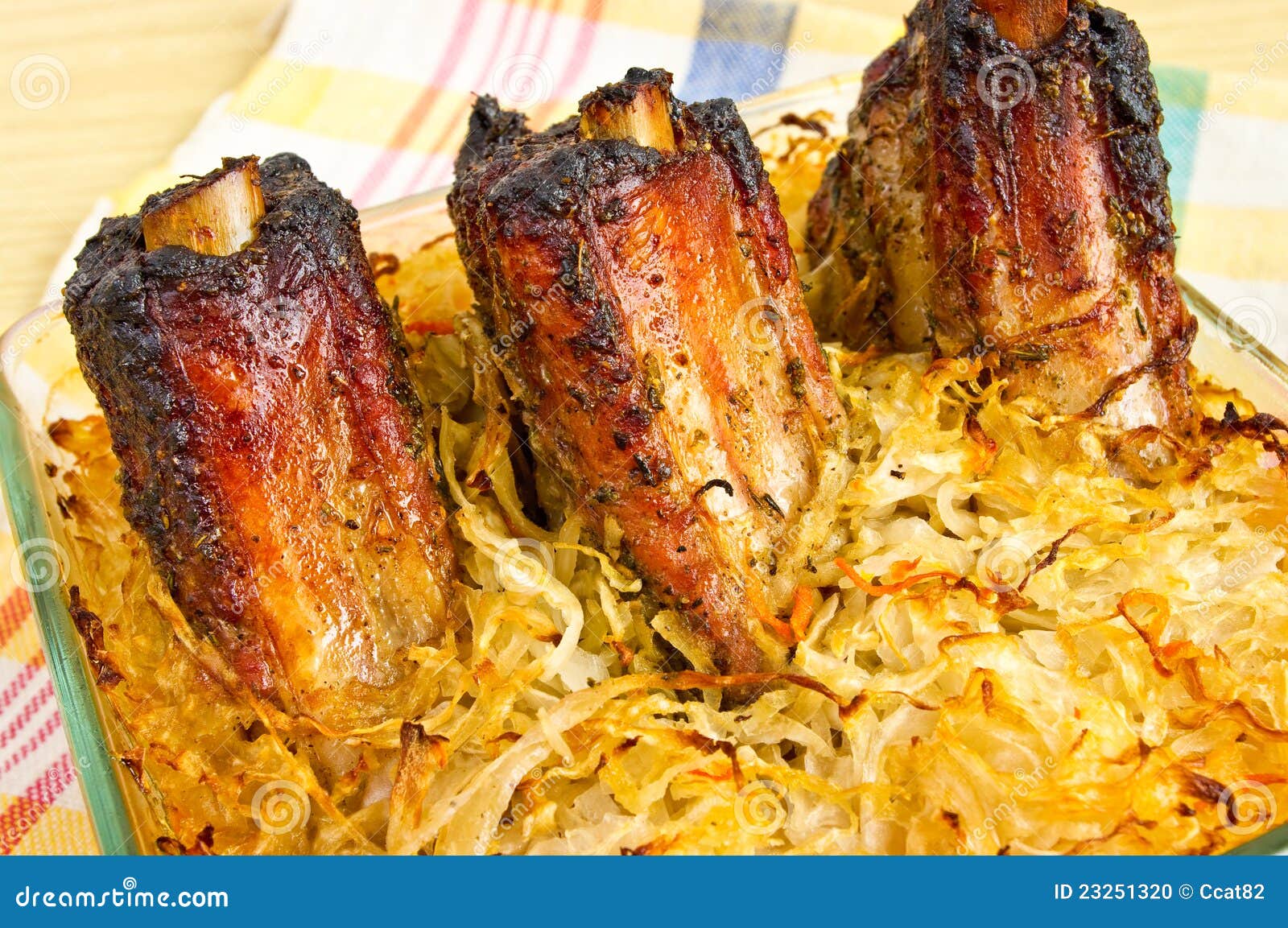 Spare Ribs Baked in Sauerkraut Stock Photo Image of nutrition, meat