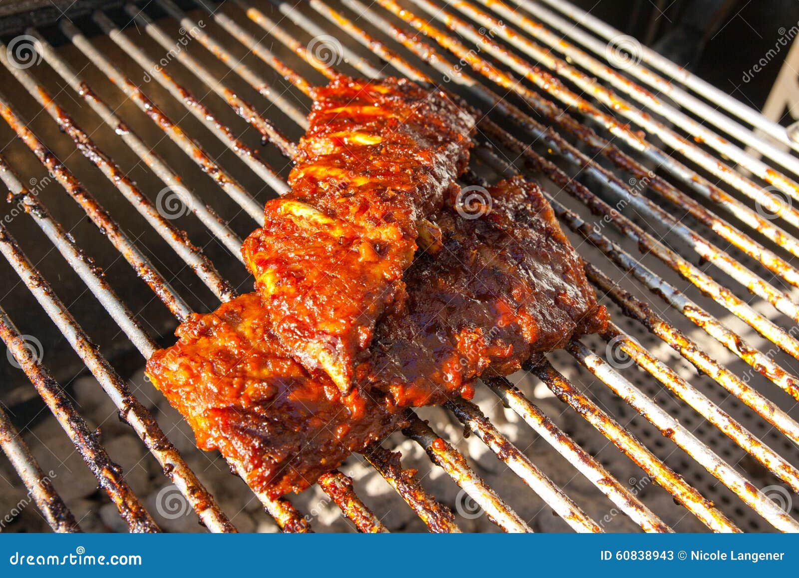 Spare Ribs on the grill stock image. Image of spicy, grill 60838943